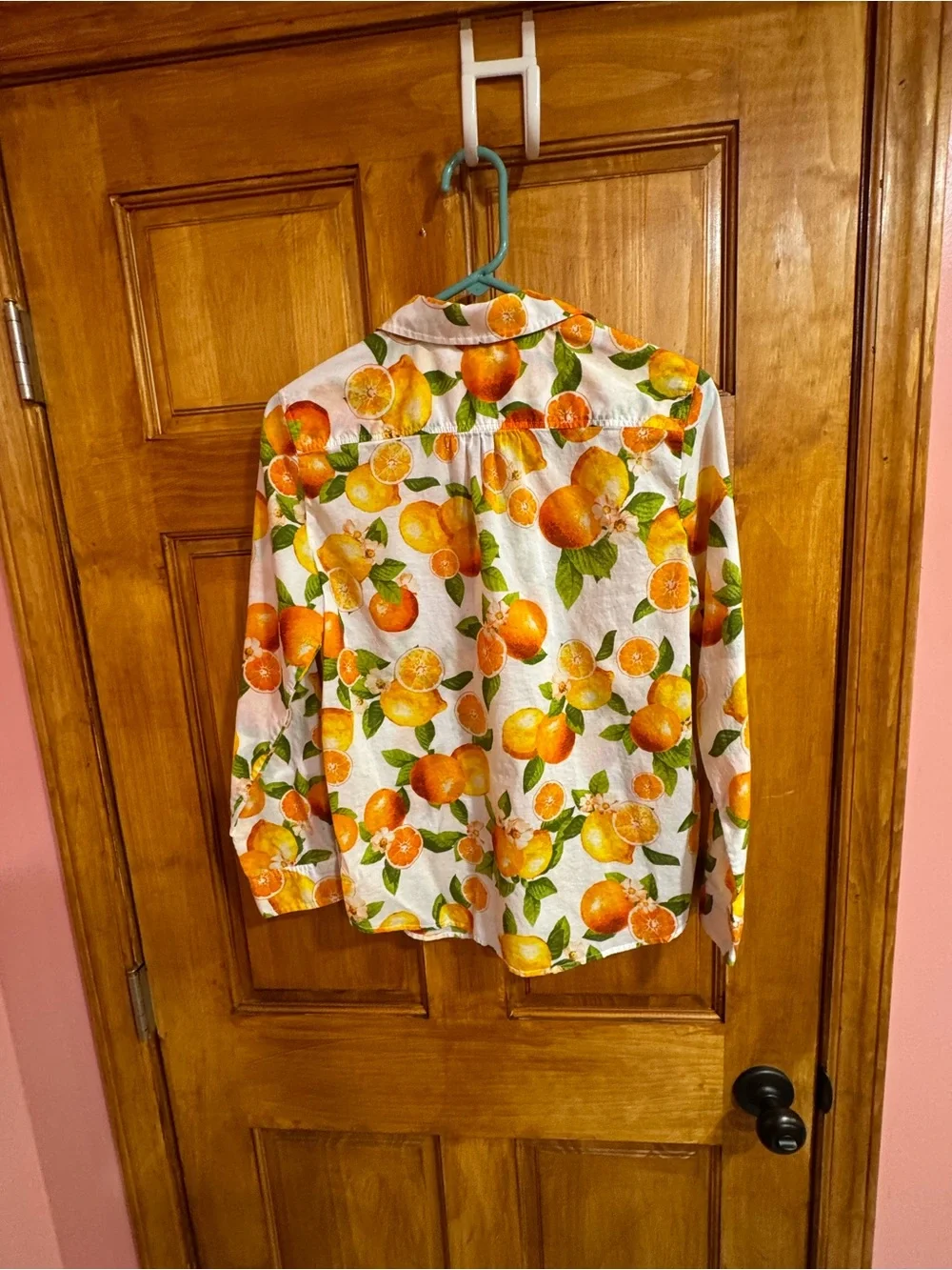 Talbots Citrus-Print Button-Down Shirt in Orange, Yellow & Green